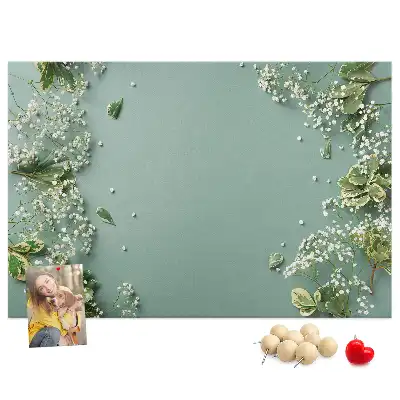 Printed Cork Memo Board Delicate flowers