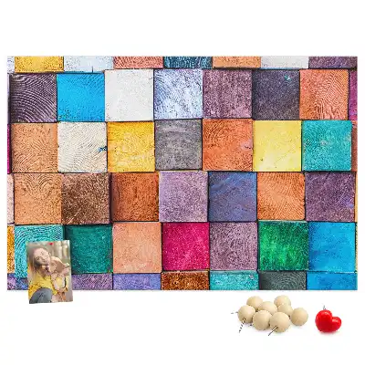 Cork Memo Board with Wooden Cubes