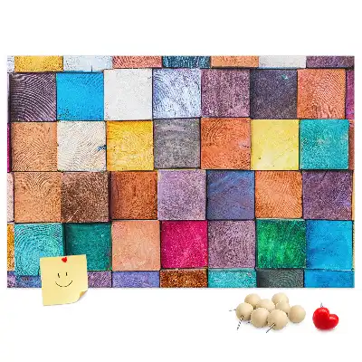 Cork Memo Board with Wooden Cubes