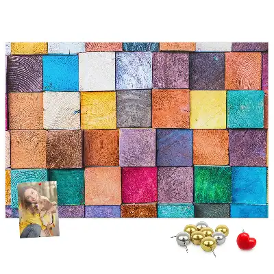 Cork Memo Board with Wooden Cubes
