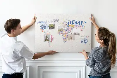 World map cork memo board