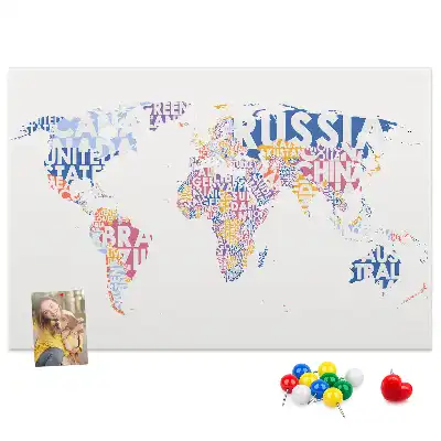 World map cork memo board