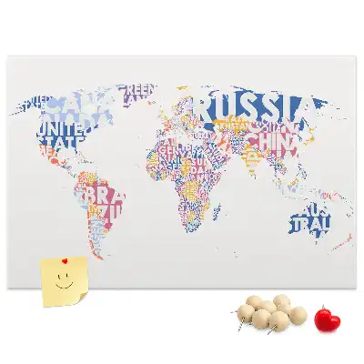 World map cork memo board