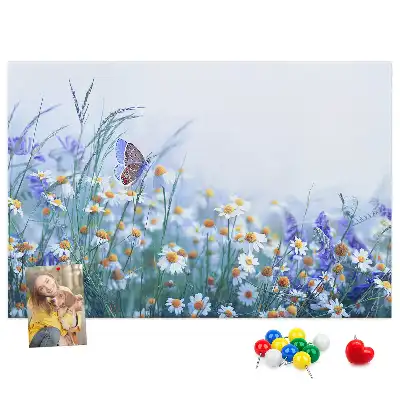 Butterfly in the meadow printed cork board
