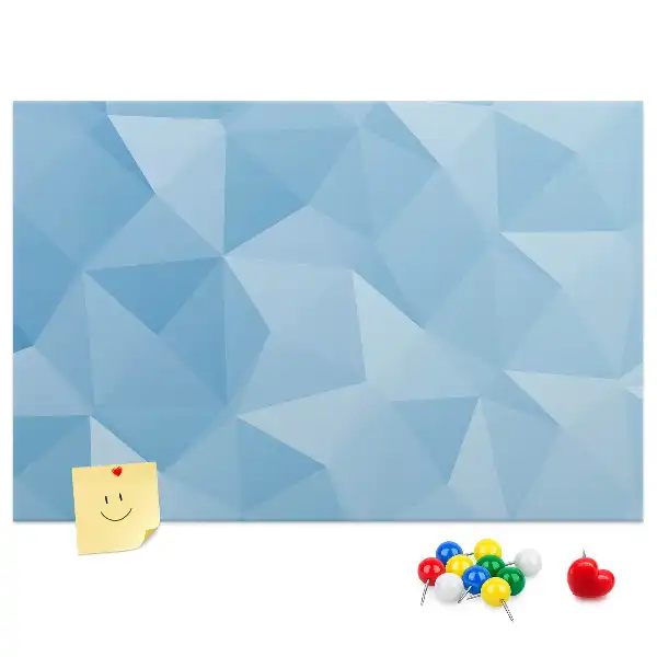 Cork memo board with abstract triangle pattern