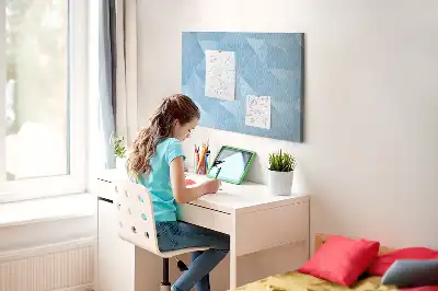 Cork memo board with abstract triangle pattern