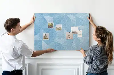 Cork memo board with abstract triangle pattern