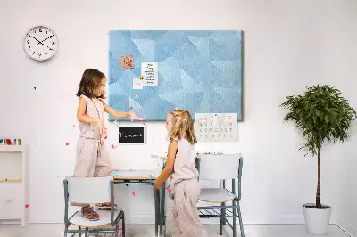 Cork memo board with abstract triangle pattern