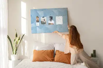Cork memo board with abstract triangle pattern