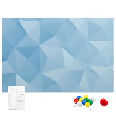 Cork memo board with abstract triangle pattern