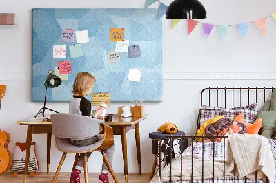 Cork memo board with abstract triangle pattern