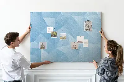 Cork memo board with abstract triangle pattern