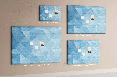Cork memo board with abstract triangle pattern