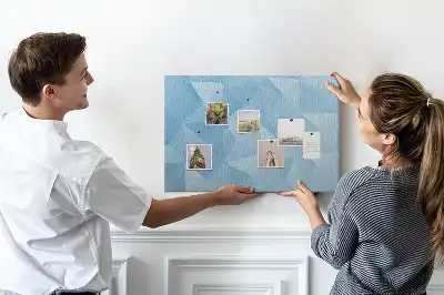 Cork memo board with abstract triangle pattern