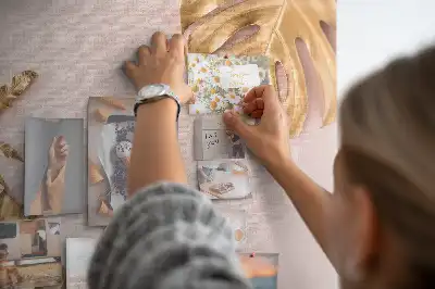 Cork Memo Board with Golden Tropical Leaves Print
