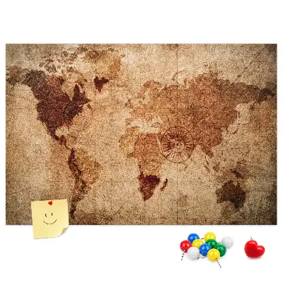 Printed Cork Memo Board Old world map