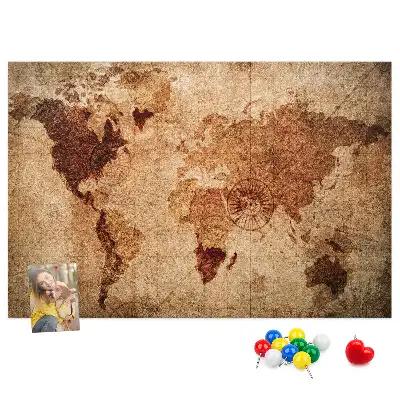 Printed Old World Map Cork Memo Board