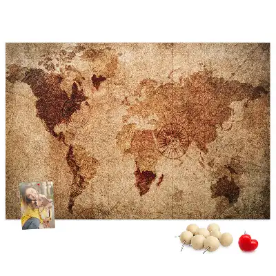 Printed Old World Map Cork Memo Board