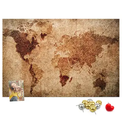 Printed Old World Map Cork Memo Board