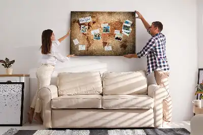 Printed Old World Map Cork Memo Board