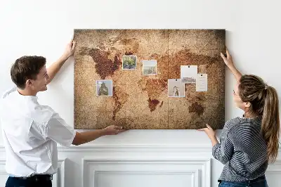 Printed Old World Map Cork Memo Board