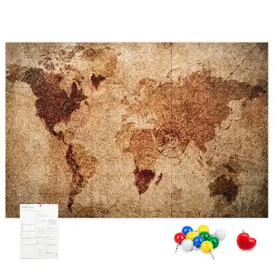Printed Old World Map Cork Memo Board