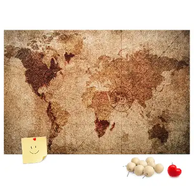 Printed Old World Map Cork Memo Board