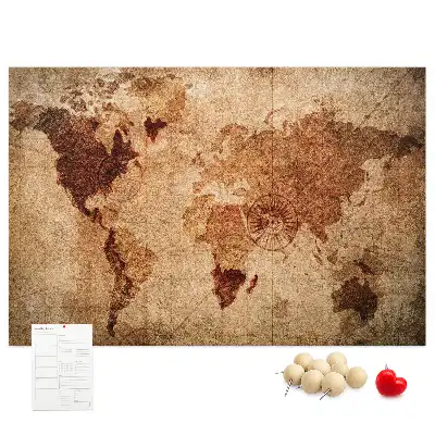 Printed Old World Map Cork Memo Board