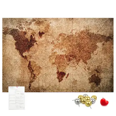 Printed Old World Map Cork Memo Board