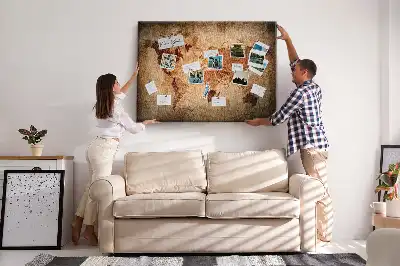 Printed Old World Map Cork Memo Board