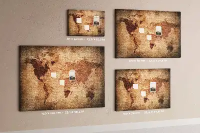Printed Old World Map Cork Memo Board