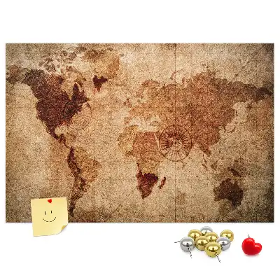 Printed Old World Map Cork Memo Board