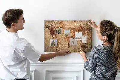 Printed Old World Map Cork Memo Board