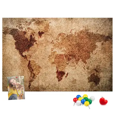 Printed Old World Map Cork Memo Board