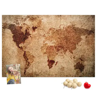 Printed Old World Map Cork Memo Board