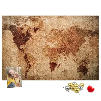 Printed Old World Map Cork Memo Board
