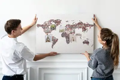 Brick World Map Printed Cork Memo Board