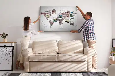 Brick World Map Printed Cork Memo Board