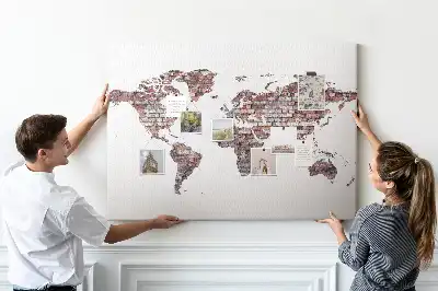 Brick World Map Printed Cork Memo Board