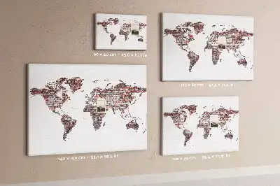 Brick World Map Printed Cork Memo Board