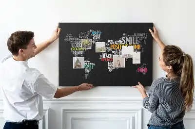 Positive World Map Printed Cork Board