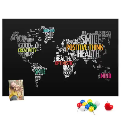 Positive World Map Printed Cork Board
