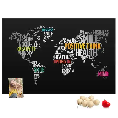 Positive World Map Printed Cork Board