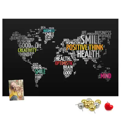 Positive World Map Printed Cork Board
