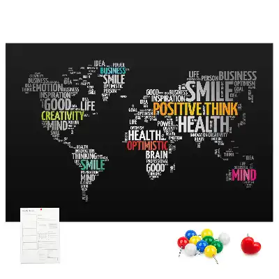 Positive World Map Printed Cork Board