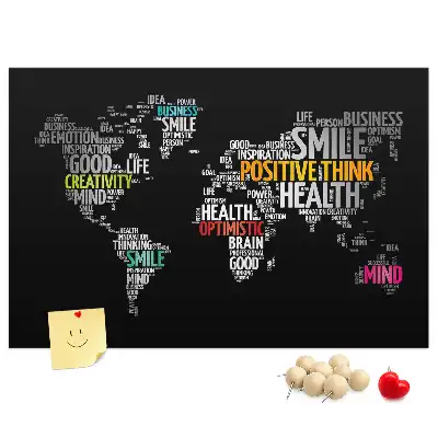 Positive World Map Printed Cork Board