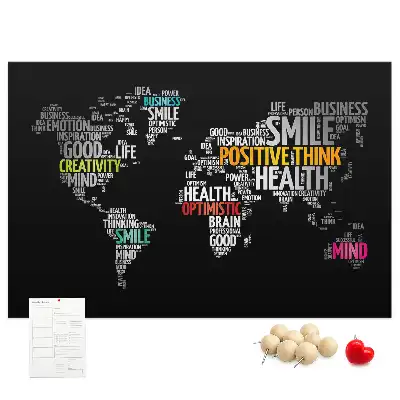 Positive World Map Printed Cork Board