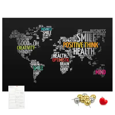 Positive World Map Printed Cork Board
