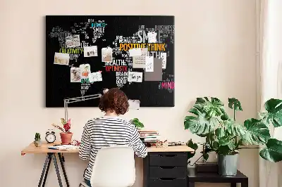 Positive World Map Printed Cork Board