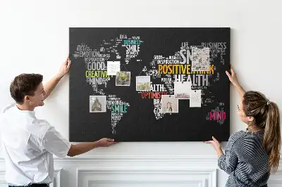 Positive World Map Printed Cork Board